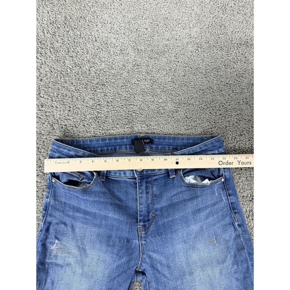 White House Black Market Jeans Womens 6 Blue Mid Rise Skinny Leg Distressed - Picture 7 of 13